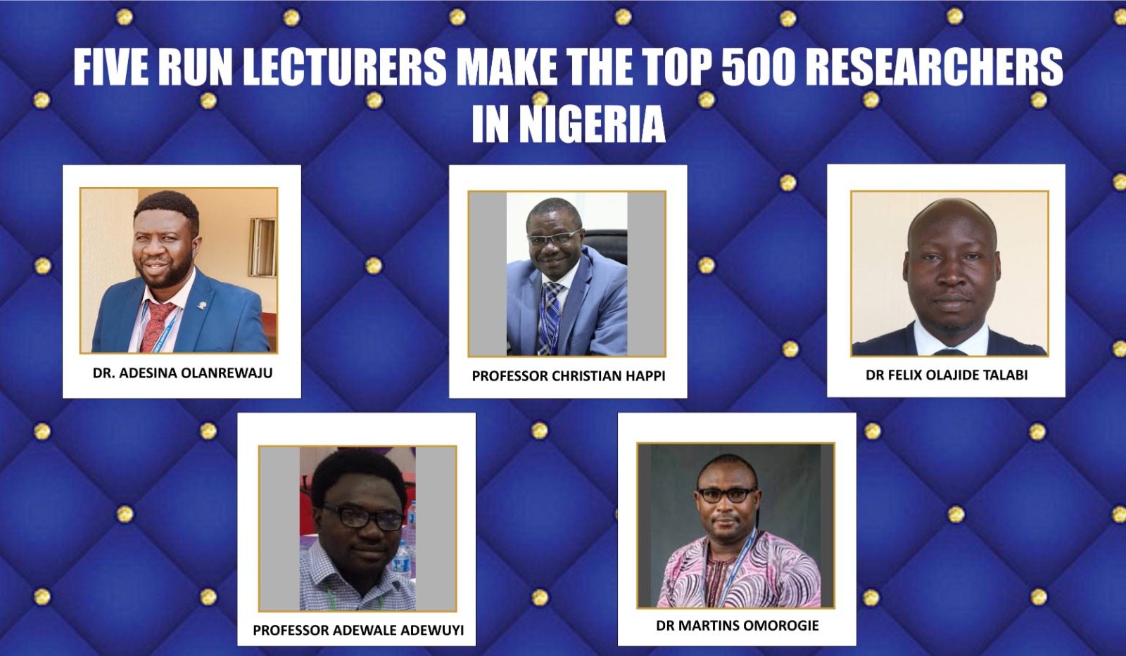 Five RUN Scholars Make Top 500 Nigeria Researchers for 2025